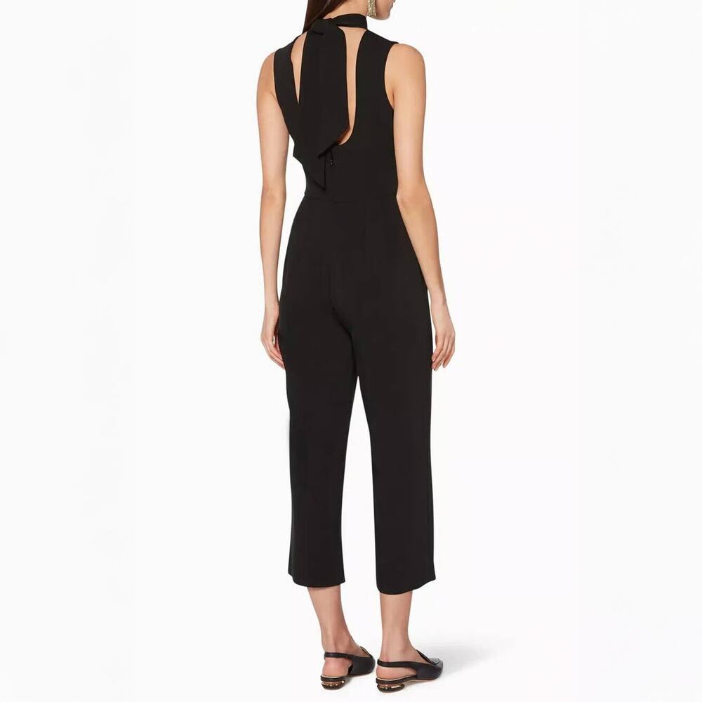 Club Monaco Black Tie Neck Cropped Leg Jumpsuit Size 6 - Picture 2 of 7